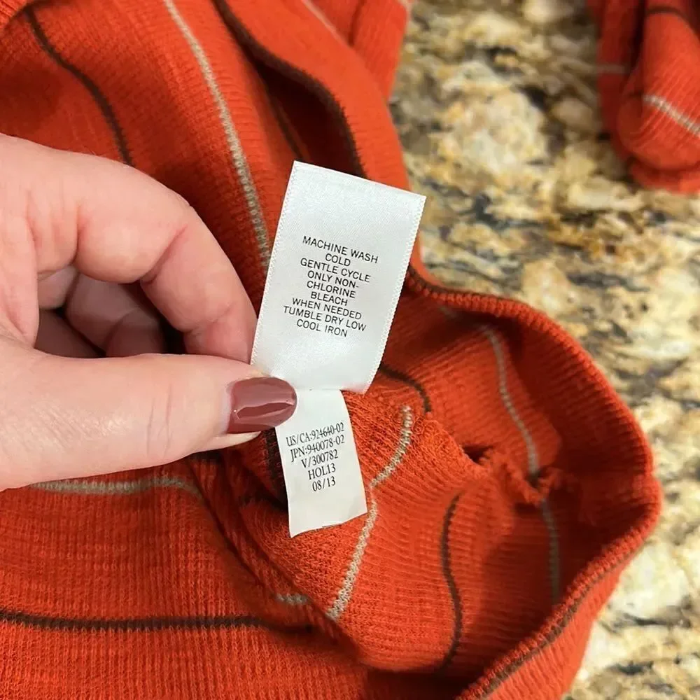 ❤️Last Chance Banana Republic Cotton Orange Striped Long Sleeve Shirt Size XXL